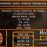 PREDIKSI TOGEL SENTOSA4D POOLS 25 AGUSTUS 2025