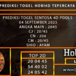 PREDIKSI TOGEL SENTOSA4D POOLS 04 SEPTEMBER 2025